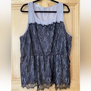 Maurices Sz 3 Black/Tan Lace Blouse Cute Sexy